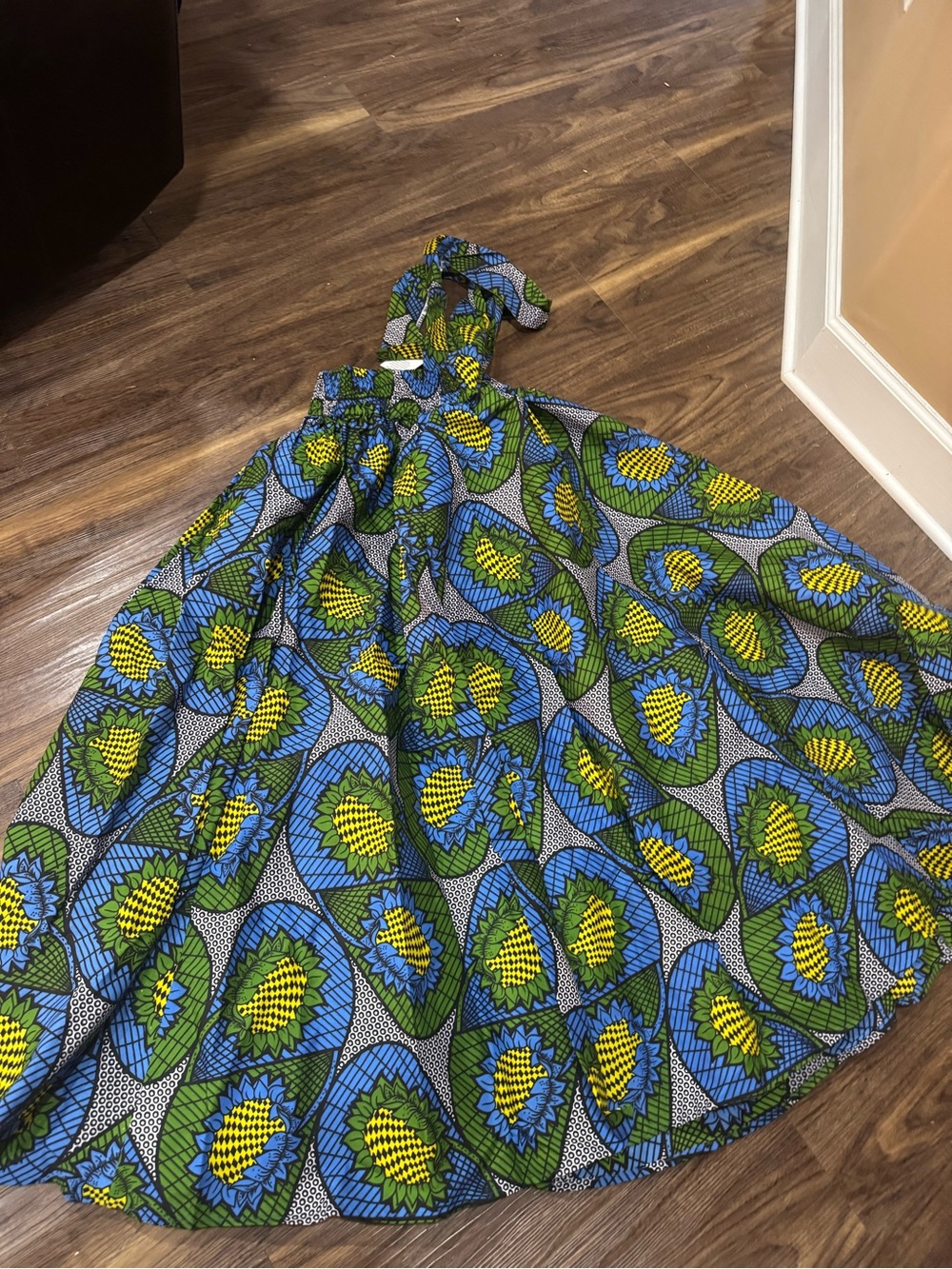 Vibrant Blue & Green Floral Maxi Sun Dress